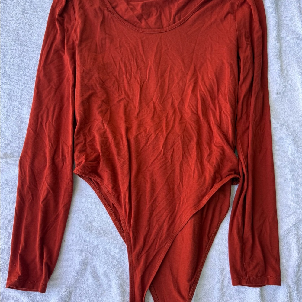SHEIN Rust Long Sleeve Bodysuit